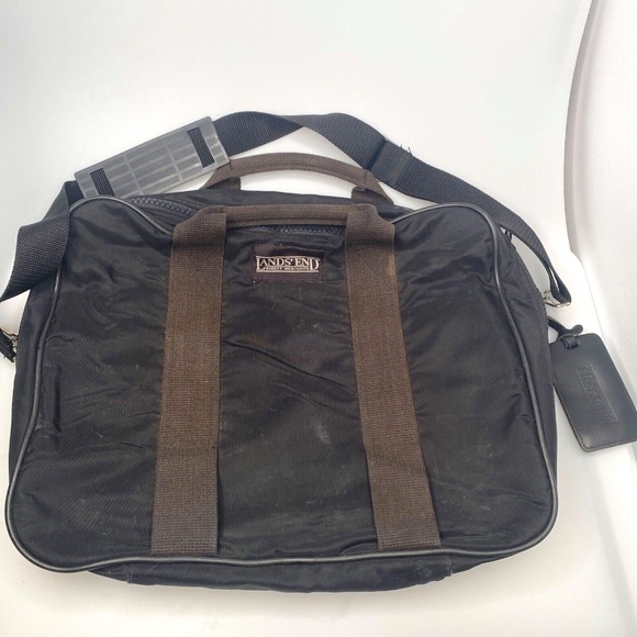 Lands' End Bags Vintage Lands End Square Rigger Black Canvas Soft